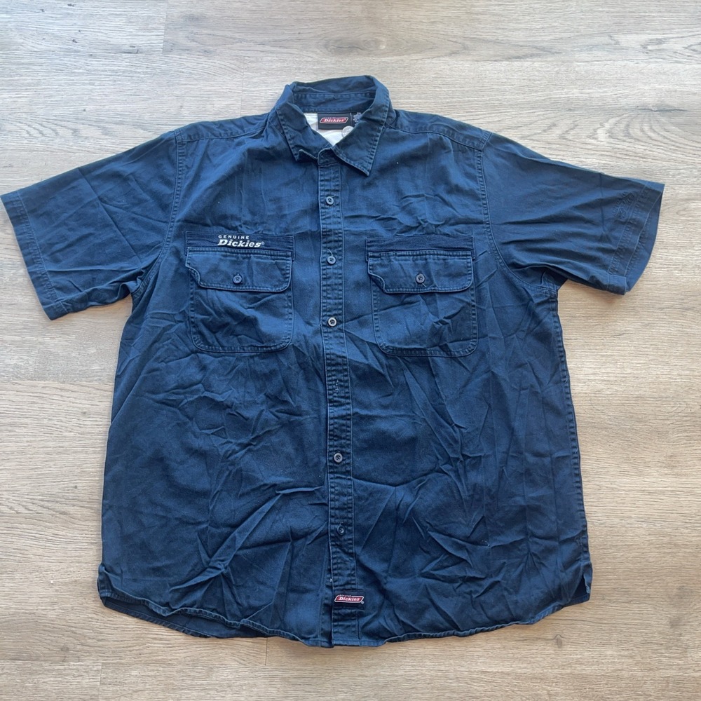 Y2k Dickies Short Sleeve Work Shirt Men's 2XL Regular Black Worker's Mechanical